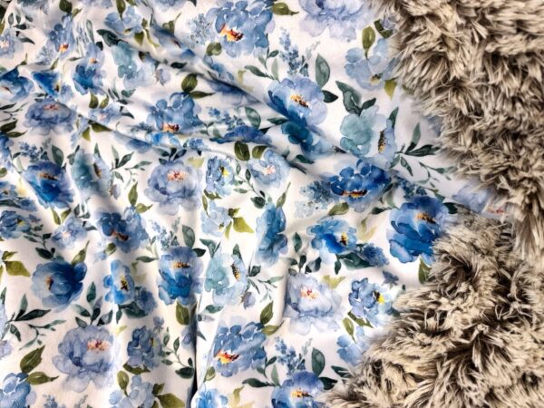 Coastal Watercolor Blue Floral-Minky Biggee - Image 3