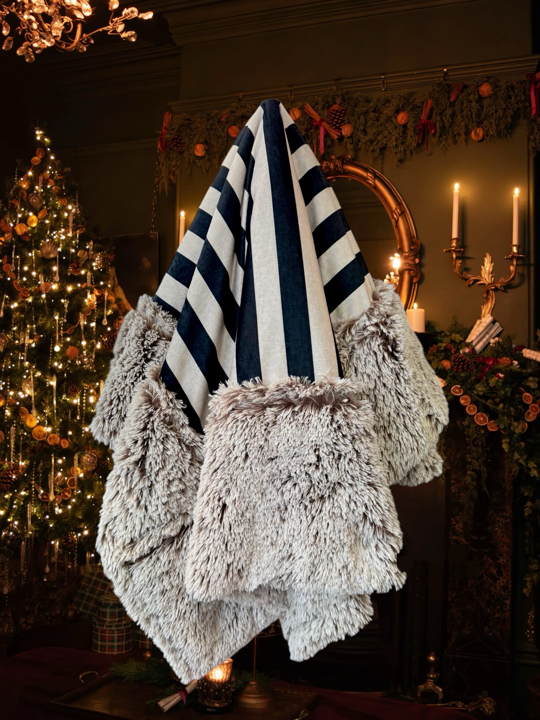 Black and Ivory Stripe-Minky Biggee