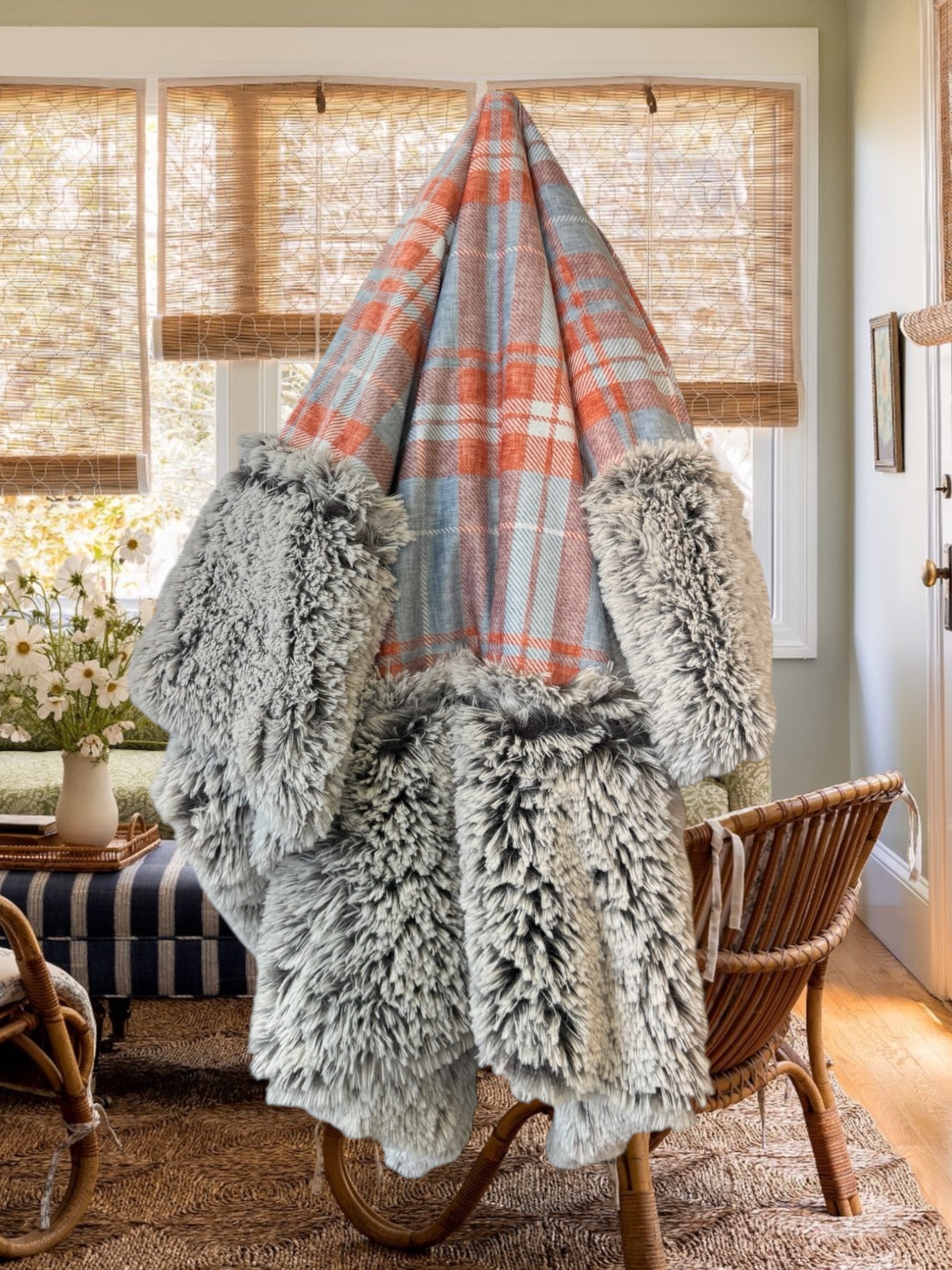 Orange and Grey plaid-Minky Biggee