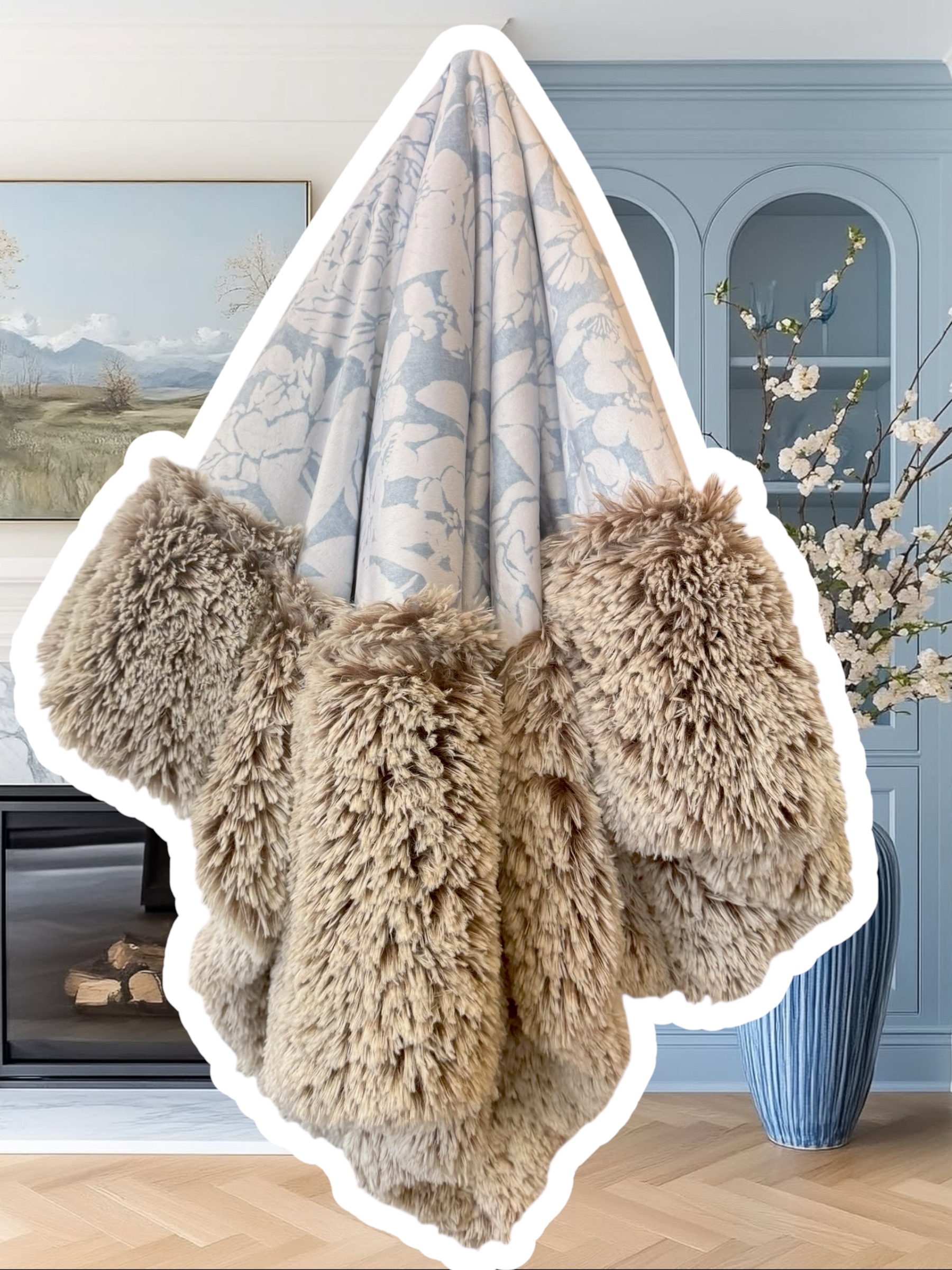 Blue and white floral -Minky Biggee